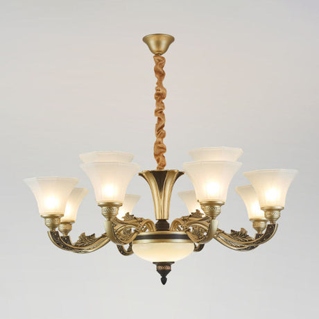 Minimalistic White Bedroom Chandelier: Bell Glass Hanging Light Fixture Kit
