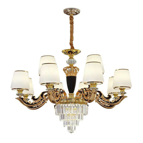 Opaline Glass Pendant Light Kit With Crystal Accent - Modern Gold Chandelier Design