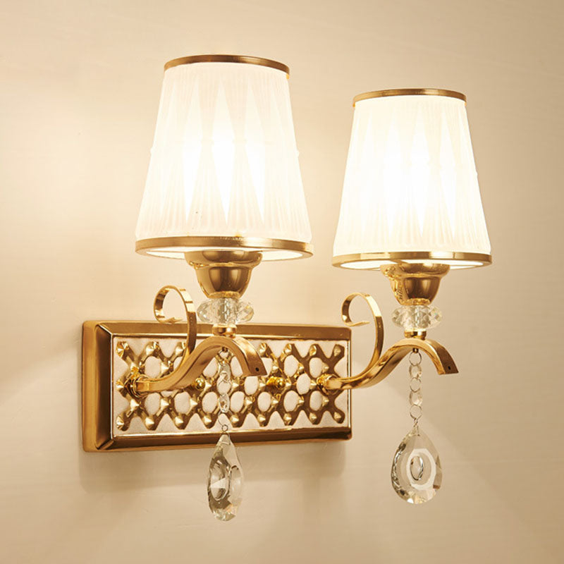 Contemporary Wall Mounted Lamp With Metallic Gold Finish And Geometrical Glass Shade 2 / D