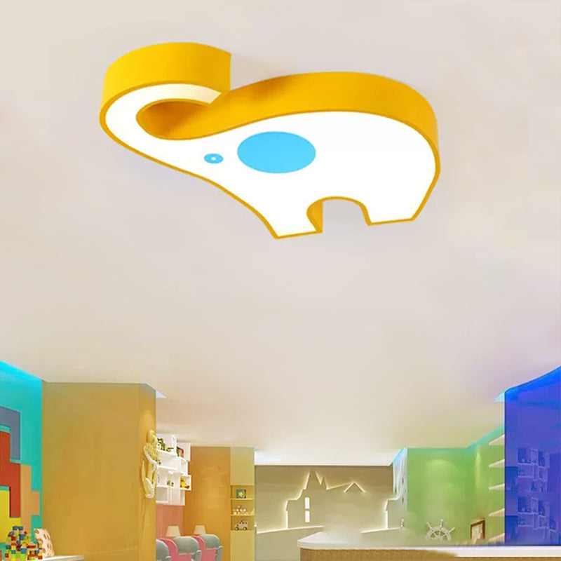 Kid’s Elephant Led Ceiling Mount Light - Vibrant Acrylic Animal Candy Colored Lamp Yellow / White