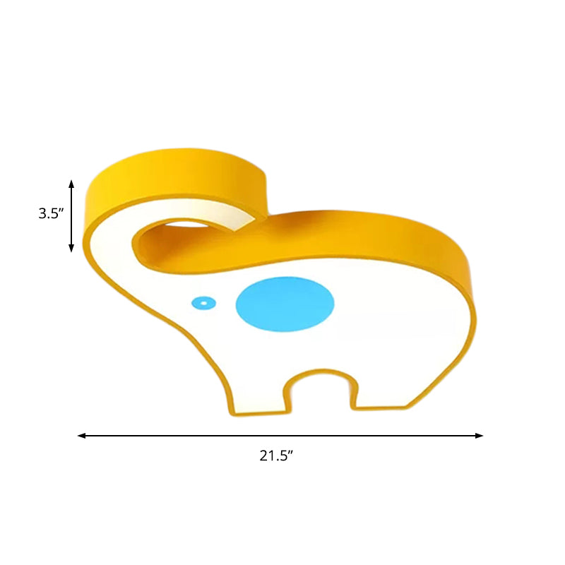 Kid’s Elephant Led Ceiling Mount Light - Vibrant Acrylic Animal Candy Colored Lamp