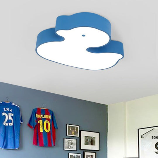 Baby Duck Led Flush Ceiling Light - Fun & Bright Metal Fixture For Child’s Bedroom Blue / White 18’