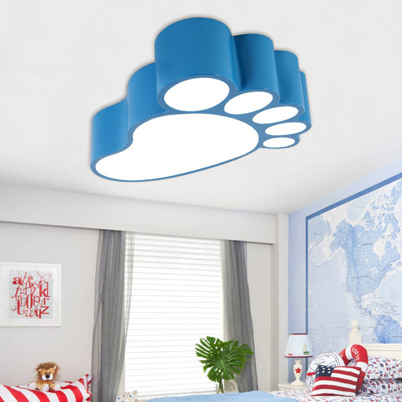 Cute Modern Led Baby Foot Ceiling Lamp For Kindergarten Blue / 19.5