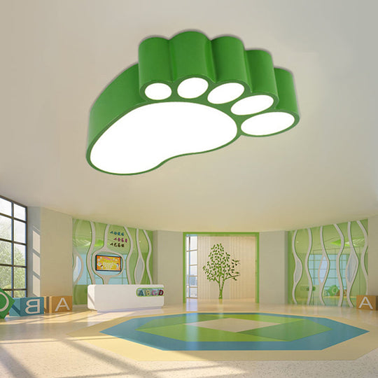 Cute Modern Led Baby Foot Ceiling Lamp For Kindergarten Green / 19.5’