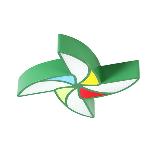 Modern Led Flush Mount Ceiling Light For Child’s Bedroom - Toy Windmill Design