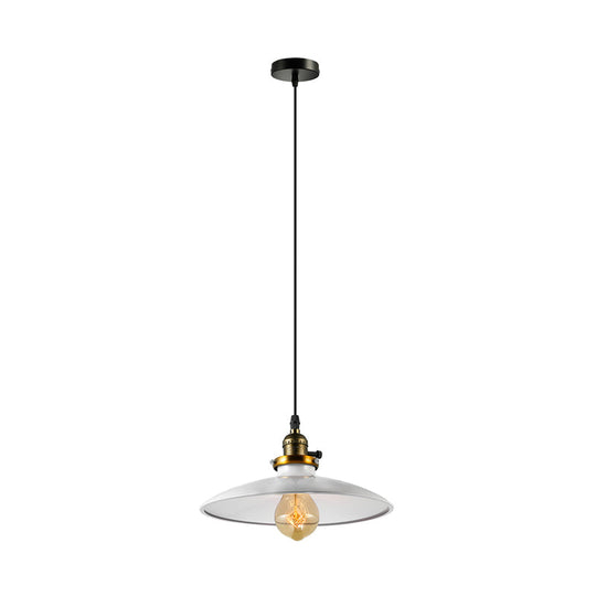 Industrial Style Saucer Metal Pendant Ceiling Light In Black/White For Living Room