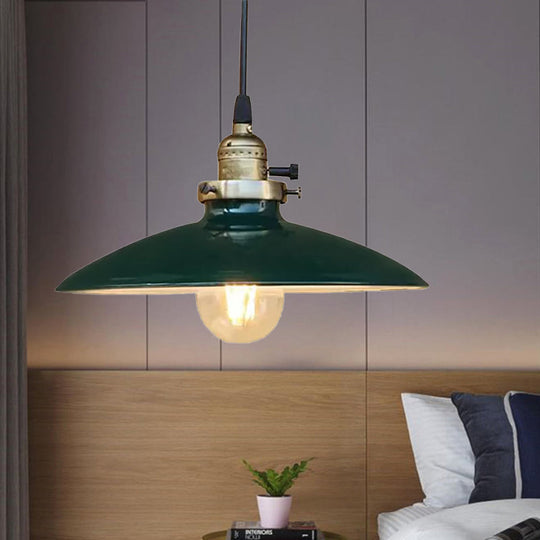 Industrial Style Saucer Metal Pendant Ceiling Light In Black/White For Living Room