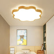 Wooden Flower Flush Mount Light With Simple Beige Led - Bedroom Lighting Wood / Small White