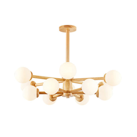 Contemporary Led Wooden Chandelier For Living Room Ceiling