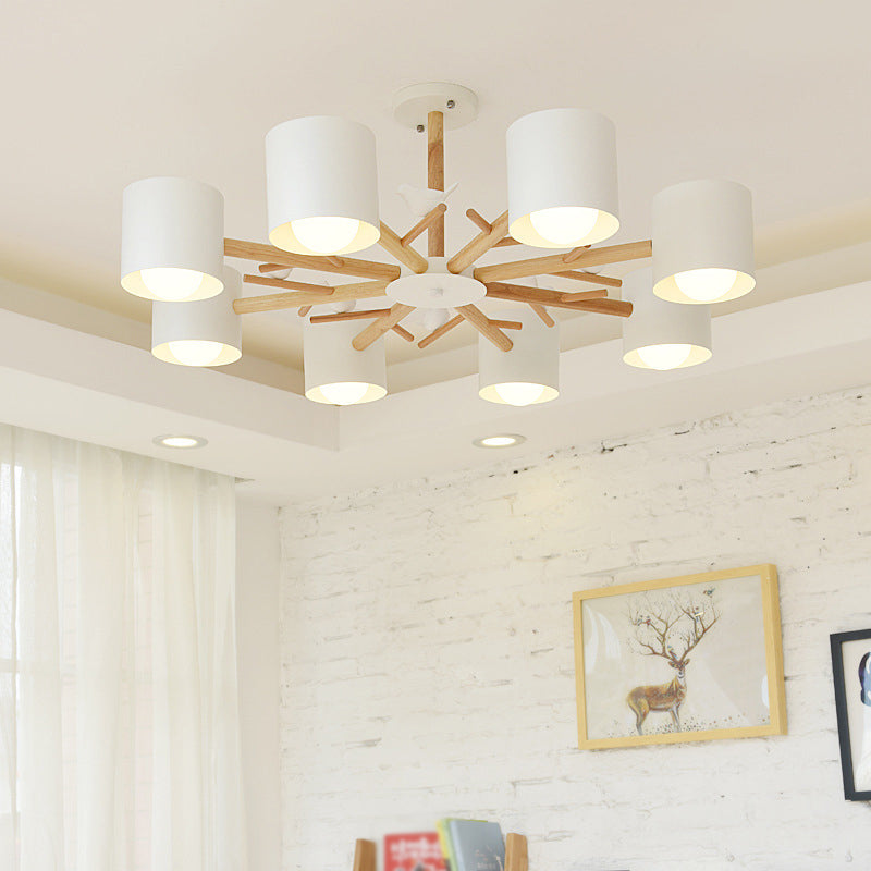 Modern Wooden Led Branch Chandelier Light - Beige Hanging Ceiling For Living Room 8 / Wood B