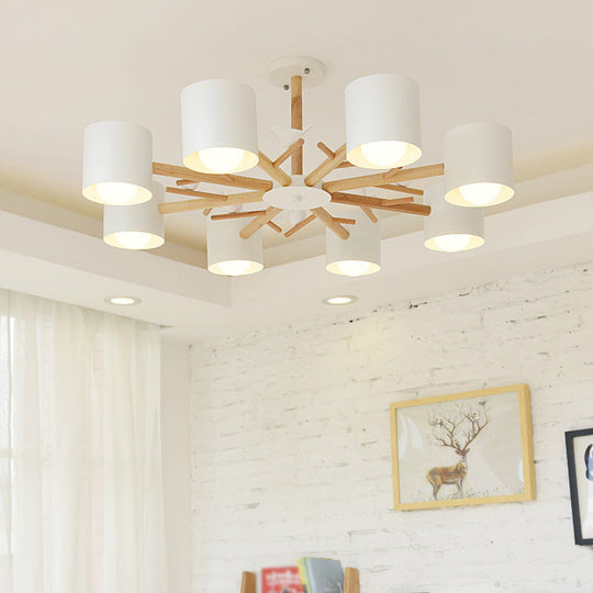 Modern Wooden Led Branch Chandelier Light - Beige Hanging Ceiling For Living Room 8 / Wood B