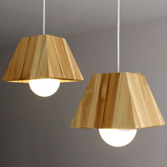 Nordic Wooden Tapered Ceiling Light Pendant - 3 Bulb Led Multi-Light Fixture For Dining Room