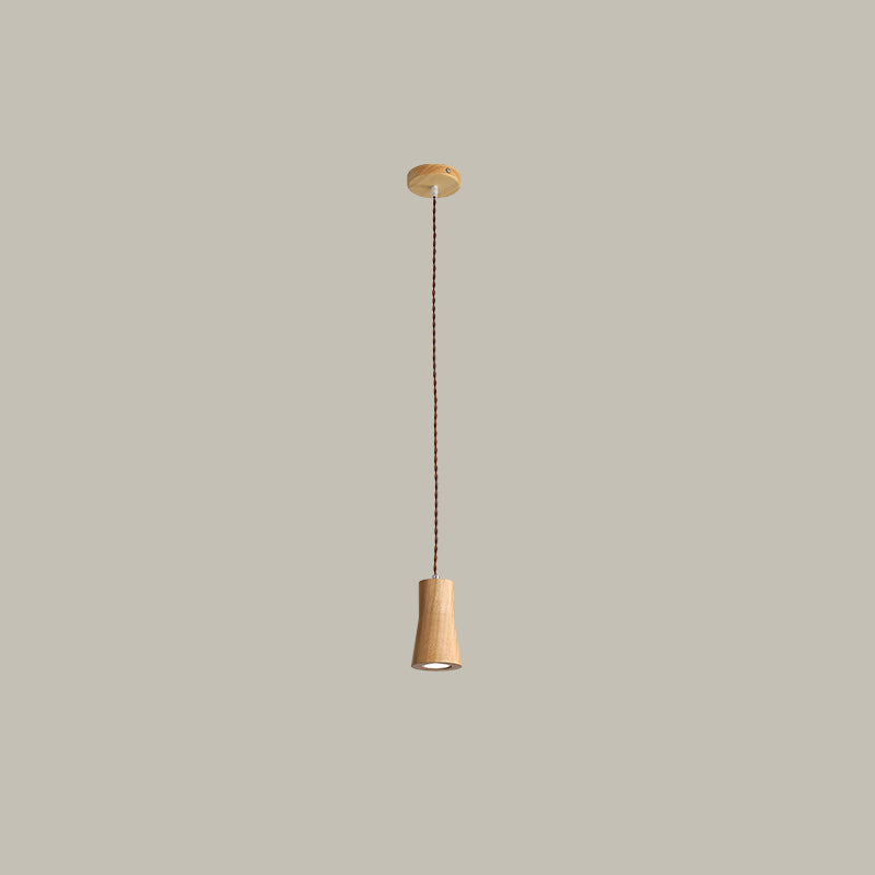 Simple Wooden Led Kitchen Suspension Light In Beige - Geometric Shaped Ceiling Pendant