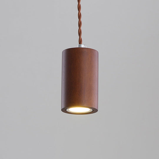 Simple Wooden Led Kitchen Suspension Light In Beige - Geometric Shaped Ceiling Pendant Wood / D