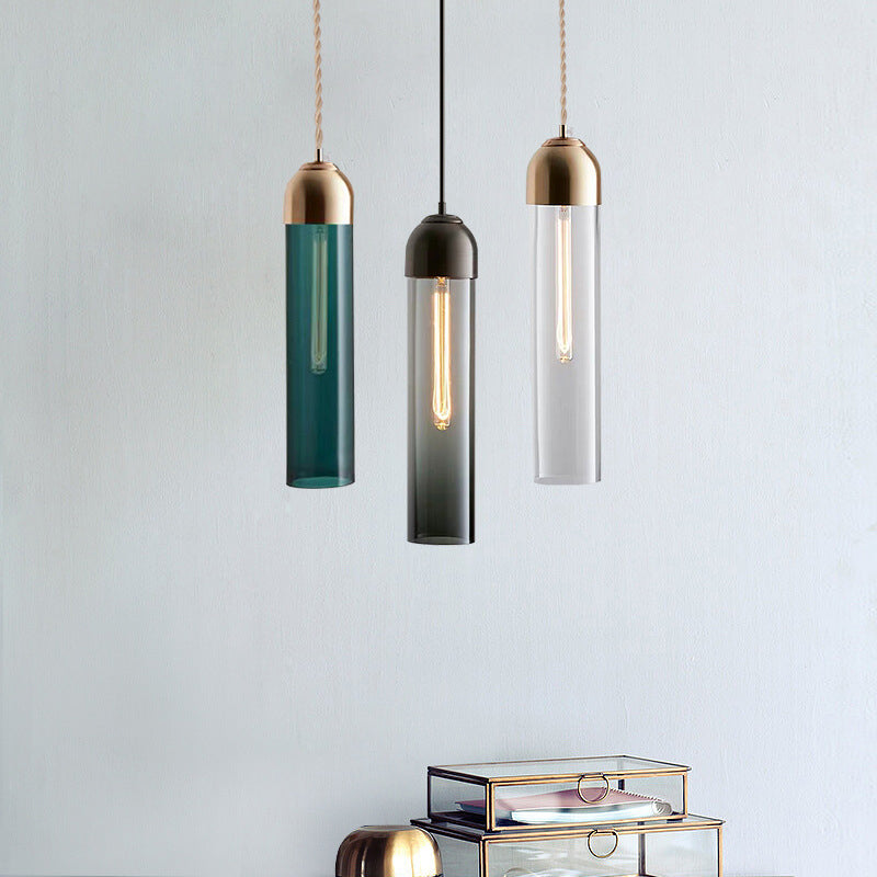 Modern Tubular Hanging Pendant Light - Glass Suspension Lamp For Dining Room 1-Light