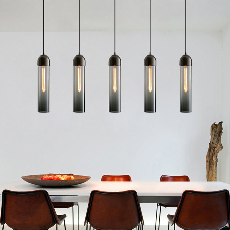Modern Tubular Hanging Pendant Light - Glass Suspension Lamp For Dining Room 1-Light