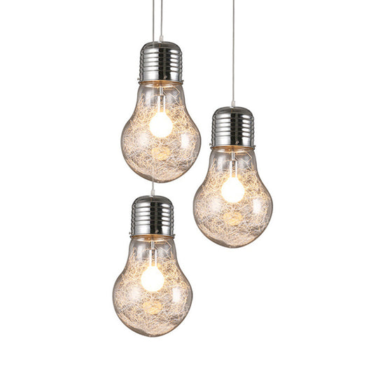 Silver Glass Bulb Pendant Light - Simple And Elegant Single Suspension Fixture