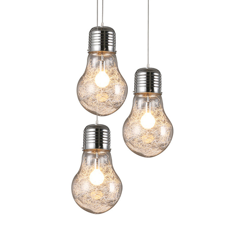 Sleek Silver Glass Pendant Lamp | Minimalist Hanging Light Fixture