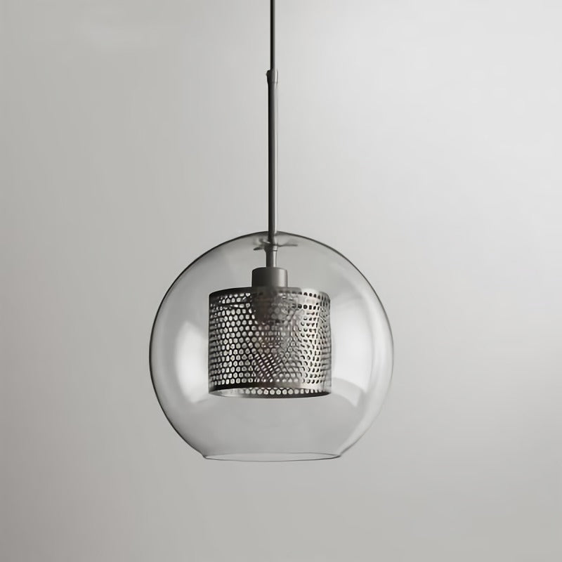 Metal Cylinder Pendant Lamp With Glass Shade For Contemporary Dining Room Lighting Silver / Small