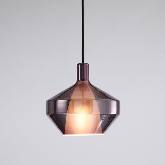 Modern Dining Room Pendant Light With Geometric Glass Shade