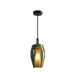 Modern Pendulum Light With Geometry Glass Shade: Perfect For Dining Room Green