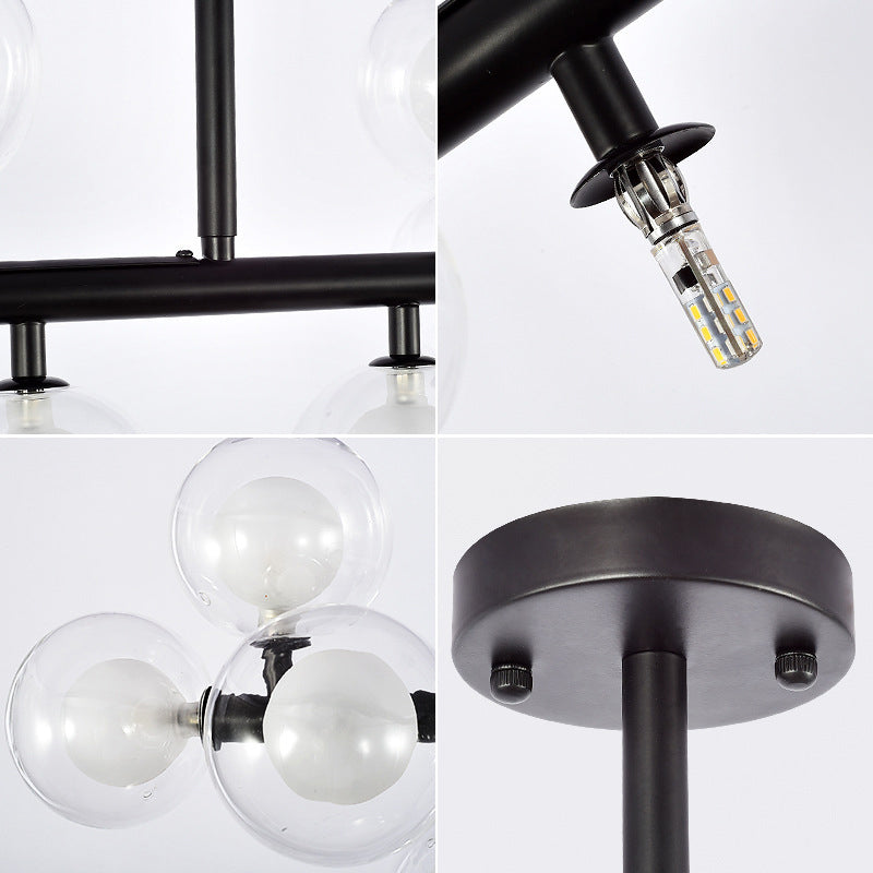 Contemporary Glass Orb Island Lamp - 16 Heads Ceiling Light For Living Room