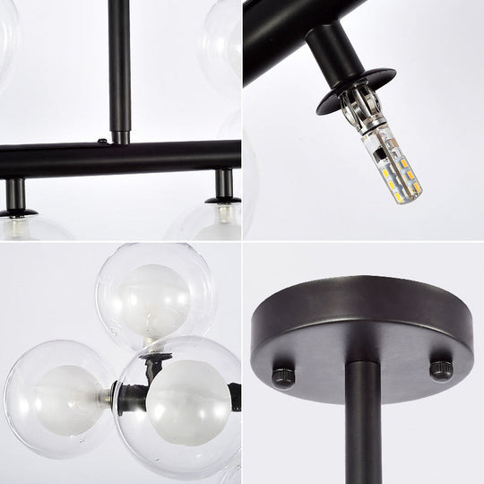 Contemporary Glass Orb Island Lamp - 16 Heads Ceiling Light For Living Room