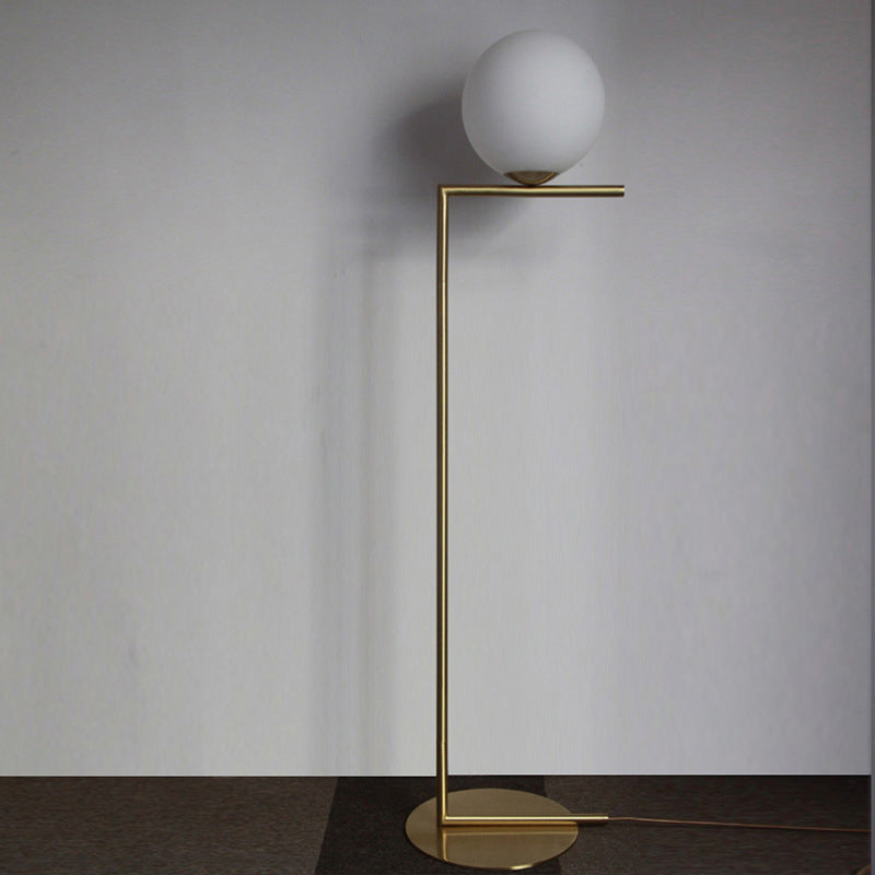 Gold Opal Glass Living Room Floor Lamp - Contemporary Stand With 1-Light