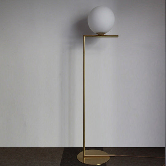 Gold Opal Glass Living Room Floor Lamp - Contemporary Stand With 1-Light