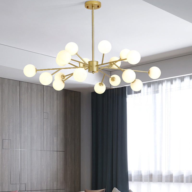 Opalglaskugel Gold Kronleuchter Pendelleuchte für moderne Wohnzimmer