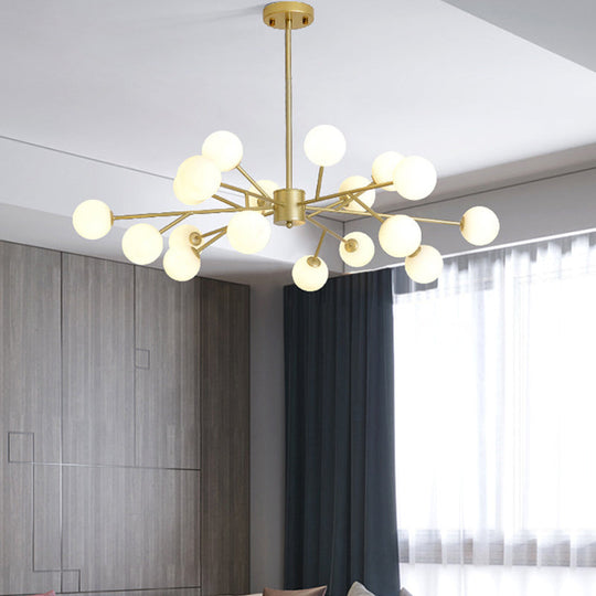 Opalglaskugel Gold Kronleuchter Pendelleuchte für moderne Wohnzimmer