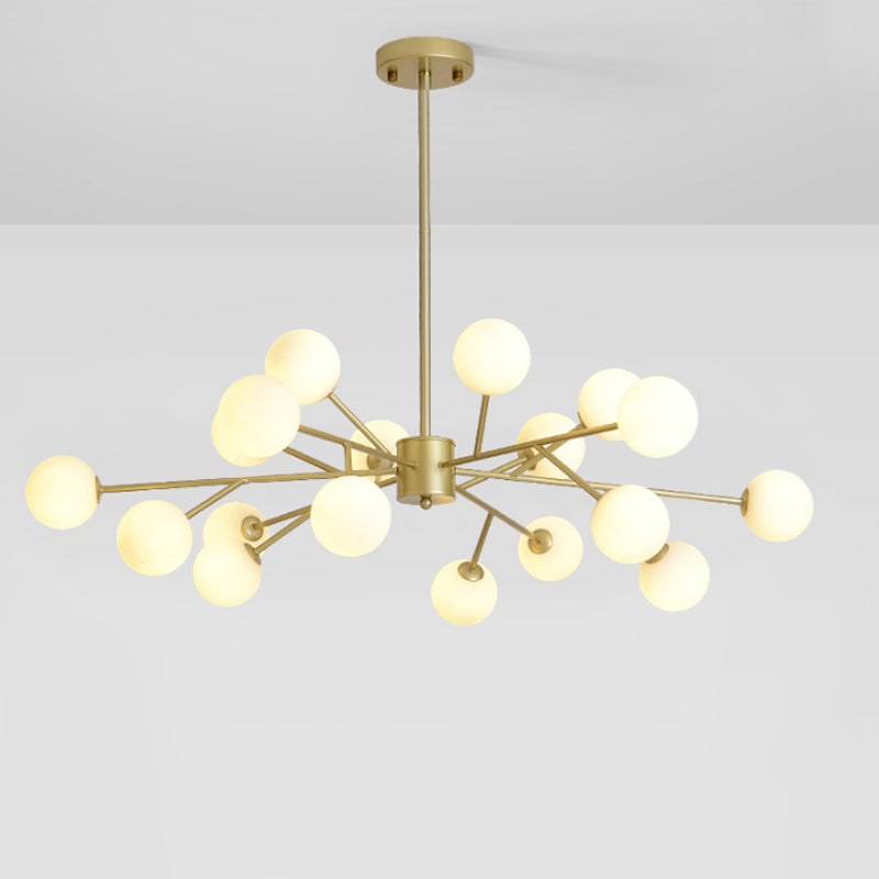 Opalglaskugel Gold Kronleuchter Pendelleuchte für moderne Wohnzimmer