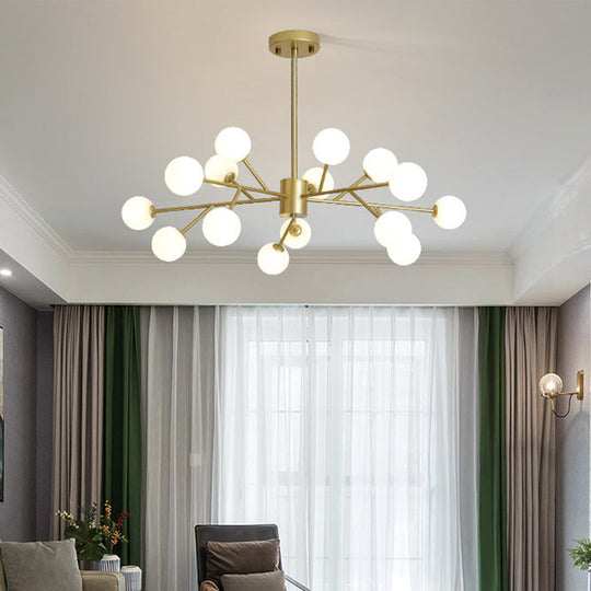 Opalglaskugel Gold Kronleuchter Pendelleuchte für moderne Wohnzimmer