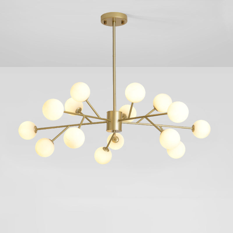 Opalglaskugel Gold Kronleuchter Pendelleuchte für moderne Wohnzimmer