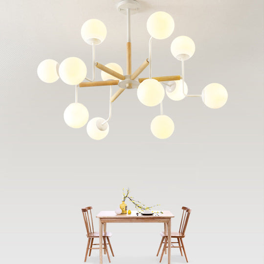 Sleek Wooden Chandelier Pendant Light With Glass Shade
