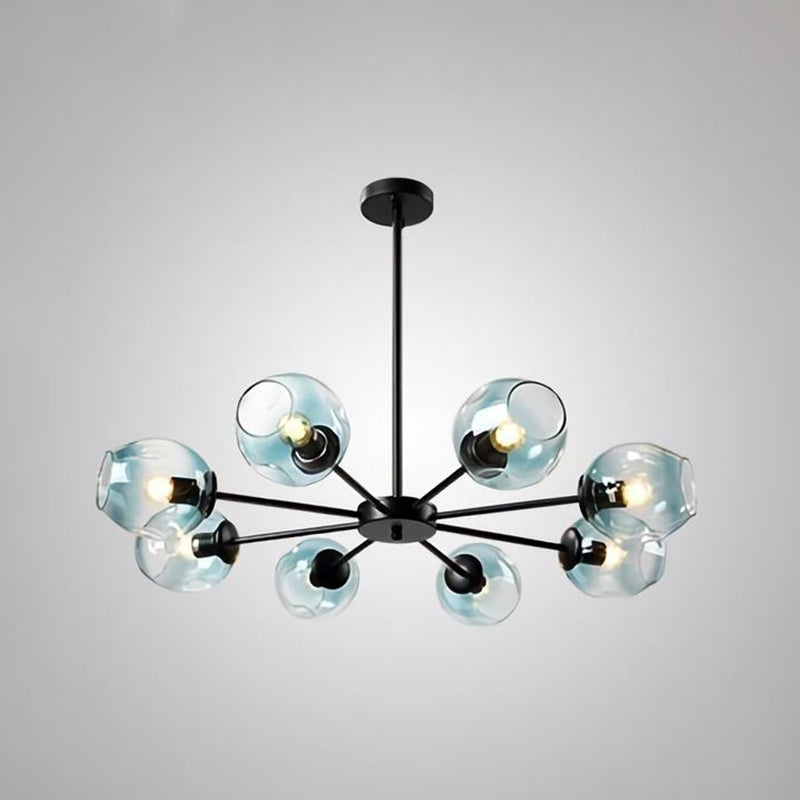 Nordic Gradient Glass Chandelier Pendant Light With Cup Shade For Living Room 8 / Black Blue