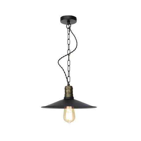 Wrought Iron Black Pendant Light - Retro 1-Light Hanging Fixture For Living Room (7/8.5/10 Width)