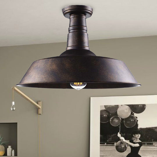 Vintage Iron Barn Dining Room Ceiling Light Fixture - 1 Black/White Semi Flush 10’ 14’ Or 18’