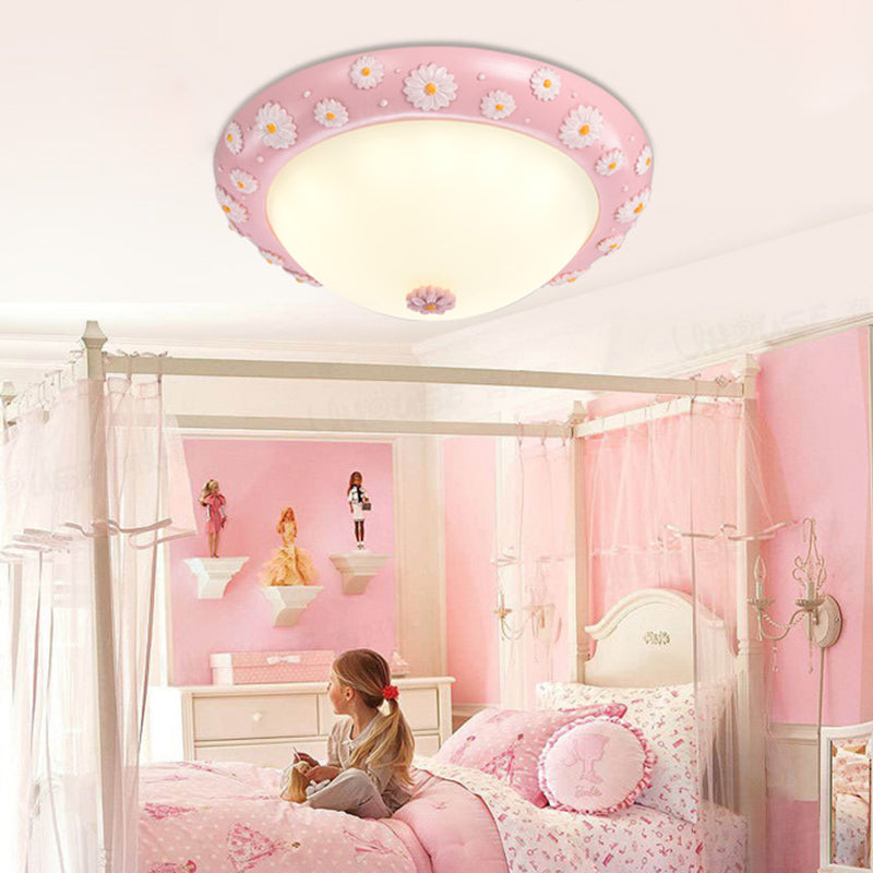 Cute Led Frosted Glass Bowl Ceiling Light For Child’s Bedroom