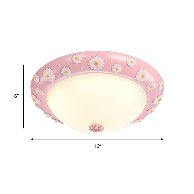 Cute Led Frosted Glass Bowl Ceiling Light For Child’s Bedroom