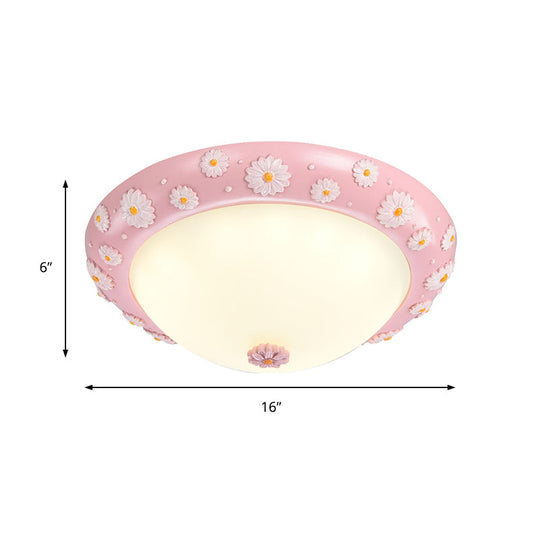 Cute Led Frosted Glass Bowl Ceiling Light For Child’s Bedroom