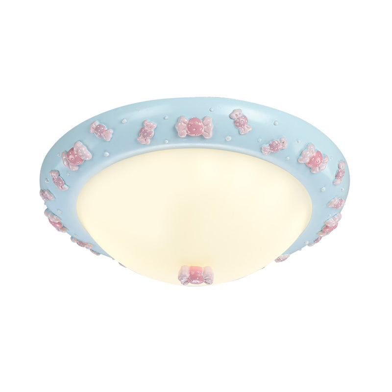 Cute Led Frosted Glass Bowl Ceiling Light For Child’s Bedroom