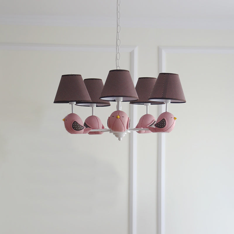 Macaron Colored Bird Chandelier: Resin Pendant Light For Kids Bedroom