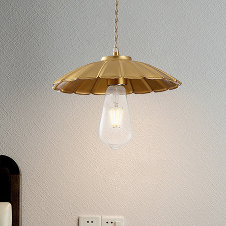 Vintage Brass Cone Pendant Light With Adjustable Cord For Bedroom