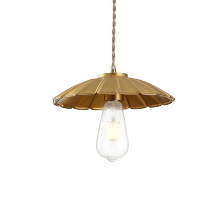 Vintage Brass Cone Pendant Light With Adjustable Cord For Bedroom