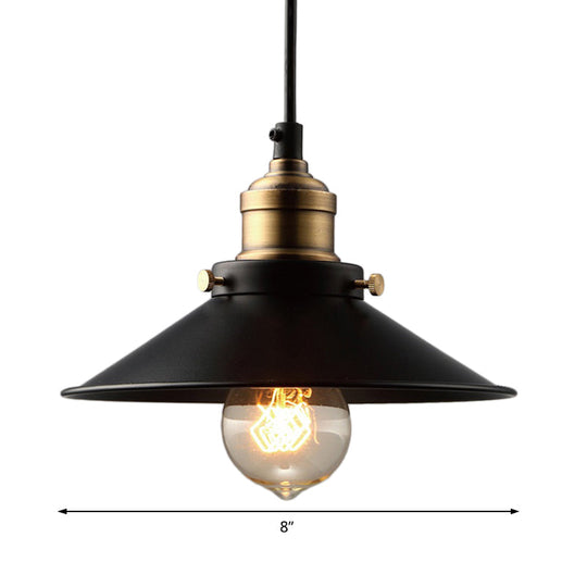 Industrial Black Cone Metal Pendant Ceiling Light - Stylish Single Bulb Hanging Lamp For Living Room
