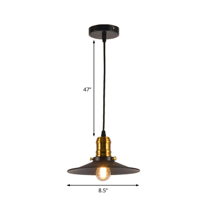 Industrial Black Flared Single Bulb Metal Pendant Light - 8.5’/10’/12’ Wide Stylish Dining
