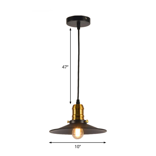 Industrial Black Flared Single Bulb Metal Pendant Light - 8.5’/10’/12’ Wide Stylish Dining