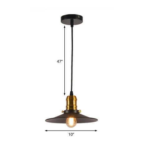 Industrial Black Single Bulb Pendant Light For Dining Room - 8.5 10 12 Width Options