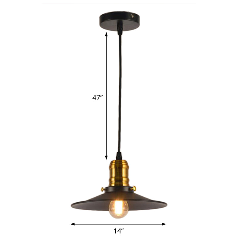 Industrial Black Flared Single Bulb Metal Pendant Light - 8.5’/10’/12’ Wide Stylish Dining